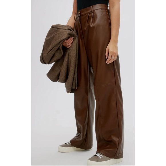 Heather High Waisted Vegan Leather Pants - Picture 2 of 4